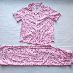 Gap Girl’s NewShort Sleeve Floral Print Pajamas / Sleep Set in Pink NWT Size 8Y